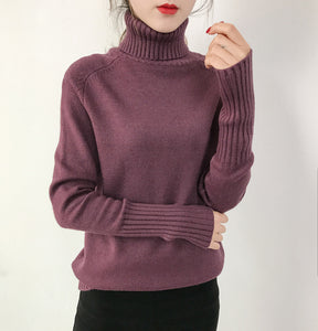 SURMIITRO Cashmere Knitted Turtleneck Long Sleeve Pullover Sweater Female Jumper Green Knitwear