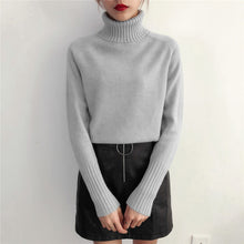 Load image into Gallery viewer, SURMIITRO Cashmere Knitted Turtleneck Long Sleeve Pullover Sweater Female Jumper Green Knitwear
