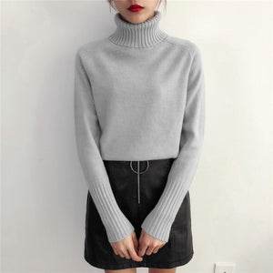 SURMIITRO Cashmere Knitted Turtleneck Long Sleeve Pullover Sweater Female Jumper Green Knitwear