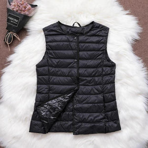 Ultra Light White Duck Down Women Vest  V Collar Or O Collar Coat