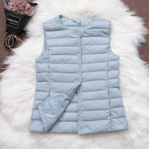 Ultra Light White Duck Down Women Vest  V Collar Or O Collar Coat