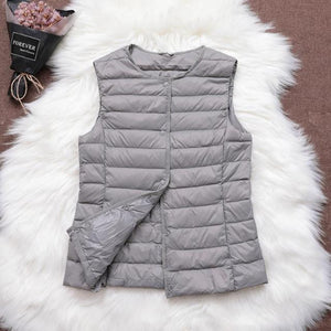 Ultra Light White Duck Down Women Vest  V Collar Or O Collar Coat