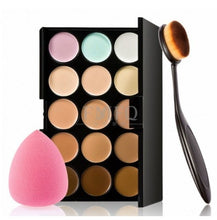 Load image into Gallery viewer, Cream Based Professional Contour Palette Concealer+Foundation brush Makeup set Kit  Pro Palette brush Sponge Puff - winsomesboutique
