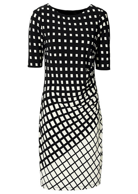 Kaige.Nina Elegant Tartan O Neck Tunic Pencil Sheath Dress - winsomesboutique