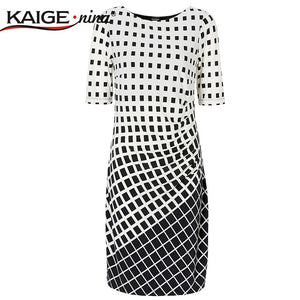 Kaige.Nina Elegant Tartan O Neck Tunic Pencil Sheath Dress - winsomesboutique