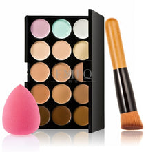 Load image into Gallery viewer, Cream Based Professional Contour Palette Concealer+Foundation brush Makeup set Kit  Pro Palette brush Sponge Puff - winsomesboutique
