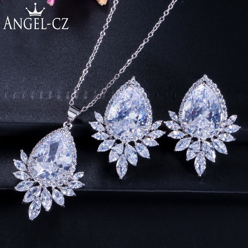 ANGELCZ 2 Piece Ladies Pendant Necklace And Earrings Set - winsomesboutique